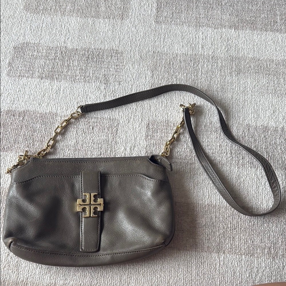 Tory Burch Gray Gold Crossbody Bag